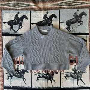 Everlane The Felted Merino Cropped Cable Sweater gray